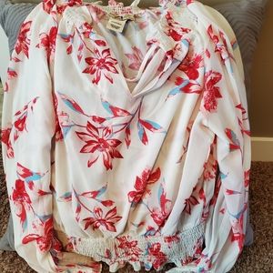 Floral smocked blouse
